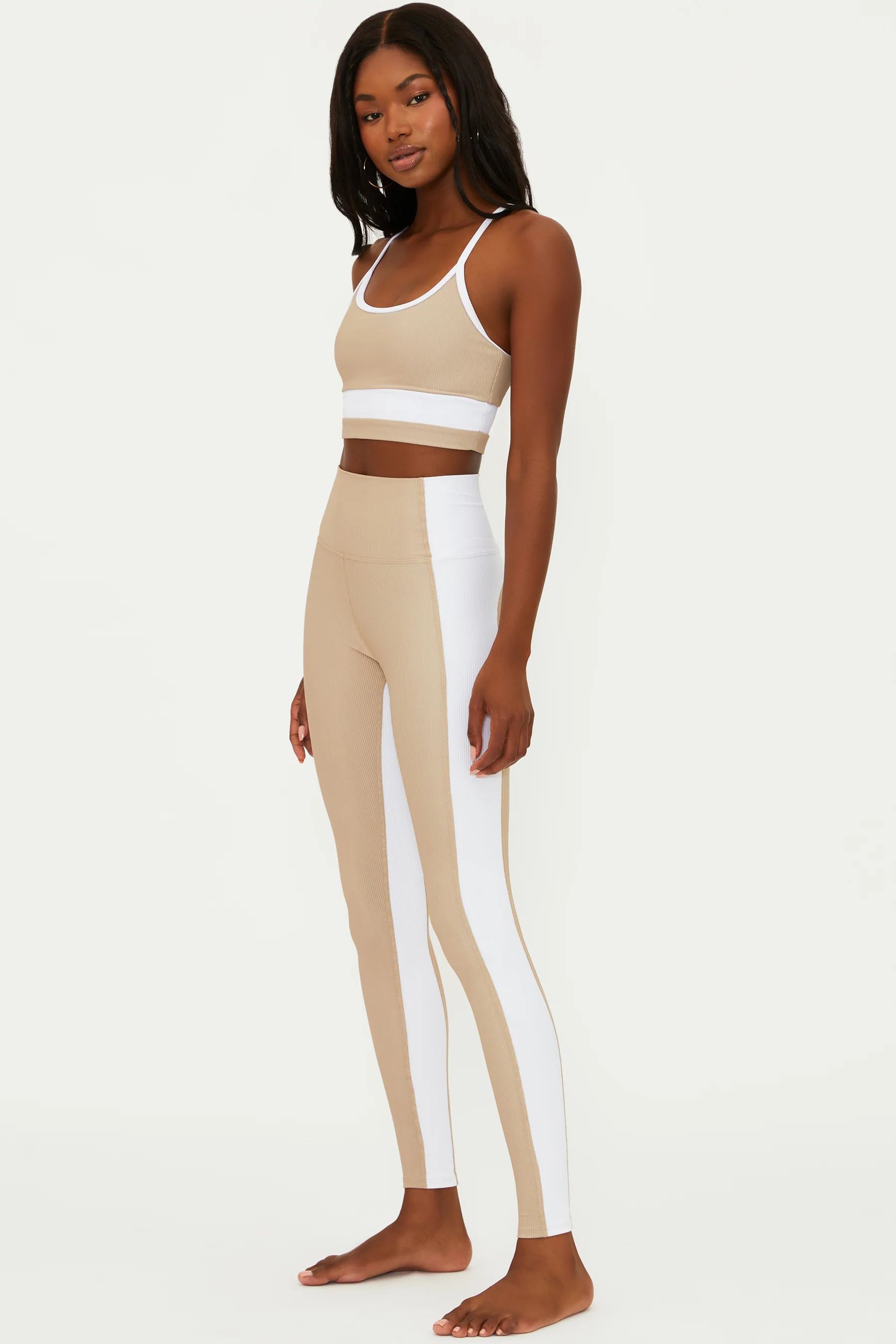 Colorblock Legging Tan White - Image 4